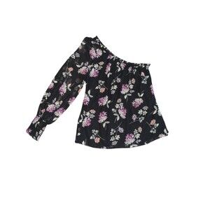 White House Black Market Black Floral Blouse